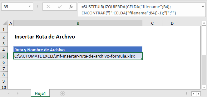 insertar ruta de nombre de archivo