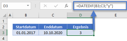 jahre im dienst datedif funktion