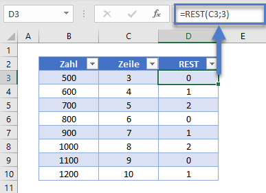 jede n te zeile auswaehlen rest funktion ohne filter