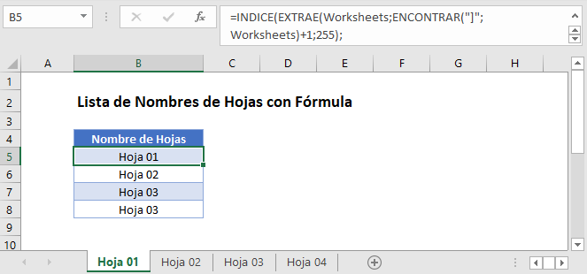 lista nombres de hoja