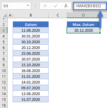 max datum funktion