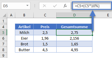 mehrwertsteuer berechnen gesamtsumme eingeschlossen