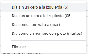 menu desplegable formato fecha gsheets