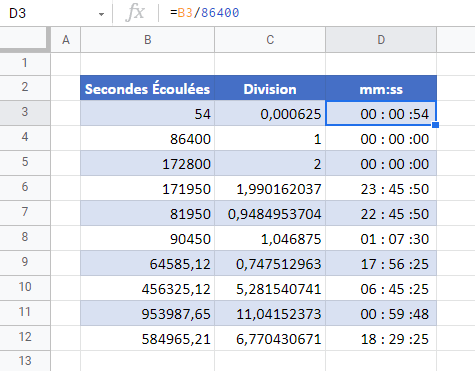 menu format date heure minute secondes resultat google sheets