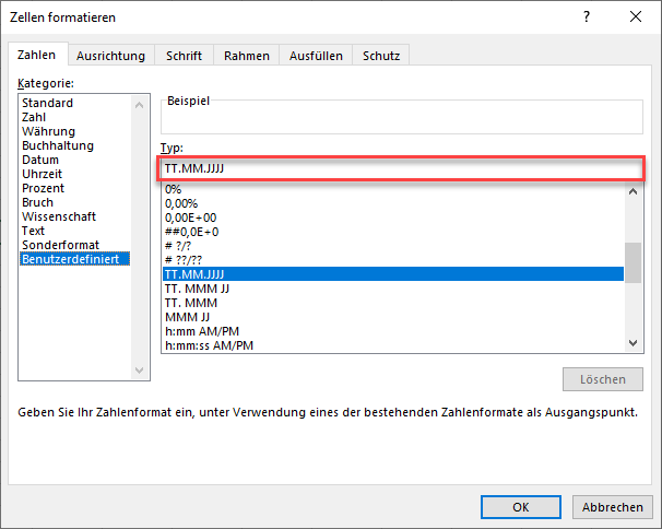 monatsname aus datum benutzerdefinierte formattierung