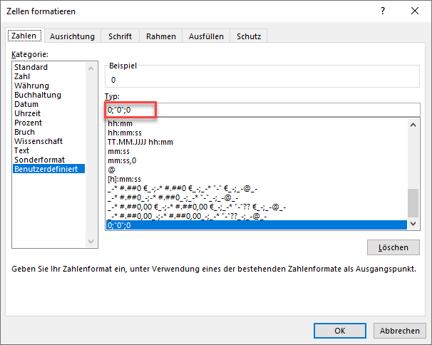 negative zahlen zu nullen benutzerdefinierte formatierung festlegen