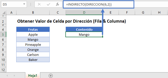 Disminución Objeción Sinis Obtener el Valor de la Celda por Dirección (Fila y Columna) - Excel y  Google Sheets - Automate Excel