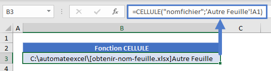 obtenir nom feuille fonction cellule autre feuille