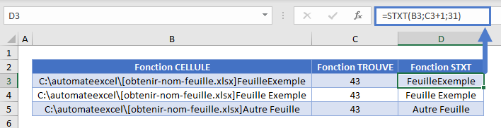 obtenir nom feuille fonction stxt