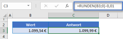 preis auf ende 0,99 cent runden