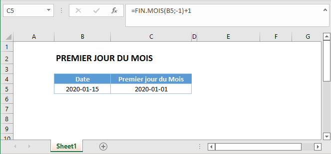 premier jour mois fonction principale