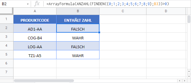 pruefen ob zelle zahl enthaelt google sheets