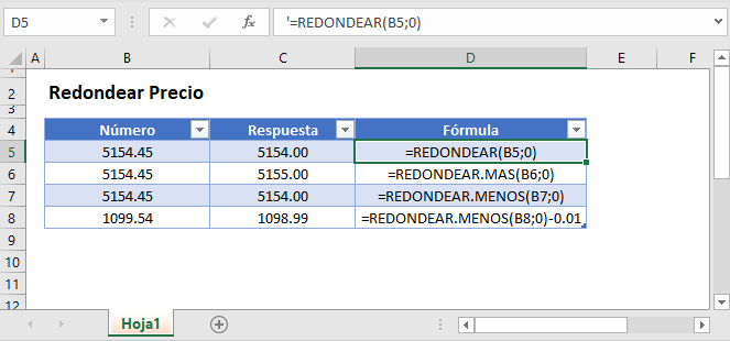 redondear precio