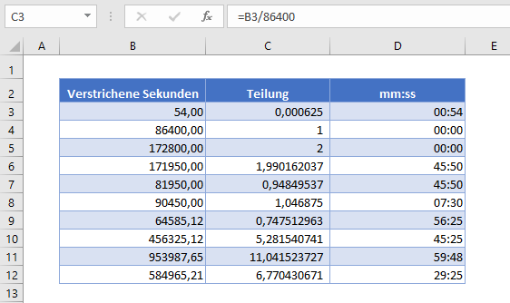 sekunden in minuten sekunden umrechnen