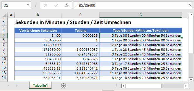 sekunden in minuten stunden umrechnen hauptfunktion