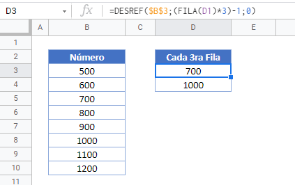 seleccionar enesima fila gsheets