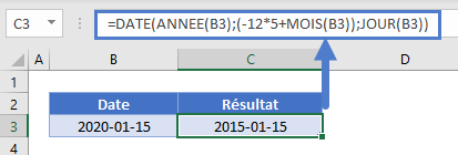 soustraire annees fonction date jour mois