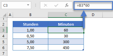 stunden in minuten umrechnen