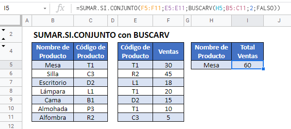 sumar si conjunto con buscarv gsheets