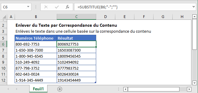 supprimer texte specifique cellule fonction principale