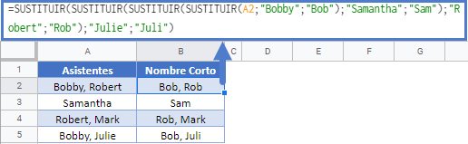 sustituir multiples valores gsheets