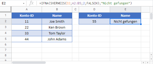 sverweis in wennnv funktion google sheets