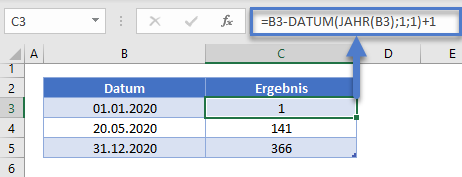 tagesnummer datum jahr funktion