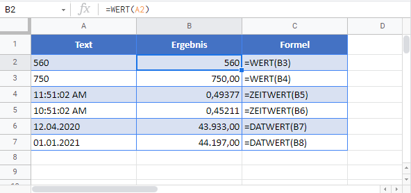 text in zahlen umwandeln google sheets