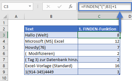 text zwischen zeichen extrahieren erste finden funktion