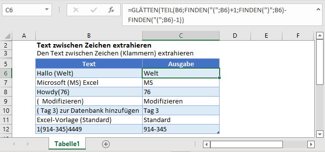 text zwischen zeichen extrahieren hauptfunktion