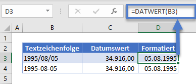 textzeichenfolge datum datwert funktion formatiert