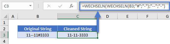 unerwuenschte zeichen entfernen verschachtelte wechseln funktion