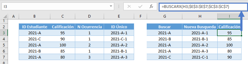 valores de busqueda duplicados buscarx