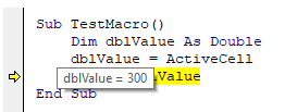 vba active cell