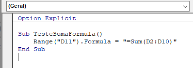 vba sum formula 1