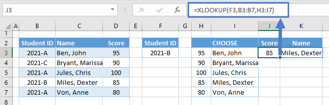 xlookup choose xlookup function