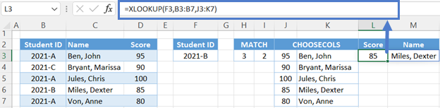 xlookup choosecols match final