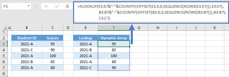 xlookup duplicate lookup values dynamic array