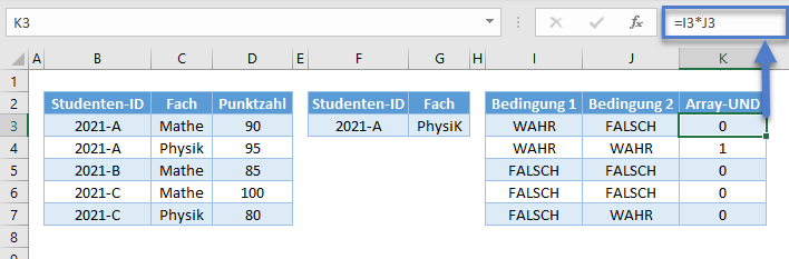 xverweis mehrere kriterien array UND