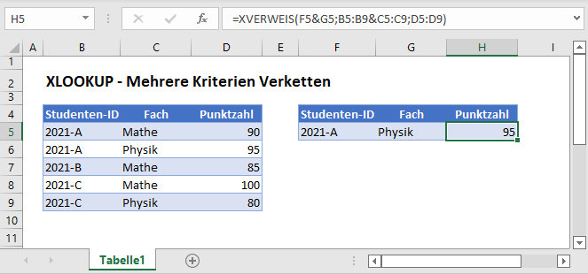 xverweis mehrere kriterien hauptfunktion