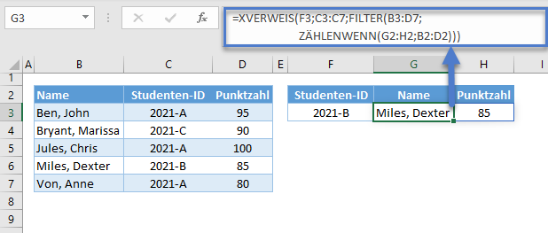 xverweis-mehrere spalten zurueckgeben filter zaehlenwenn funktion