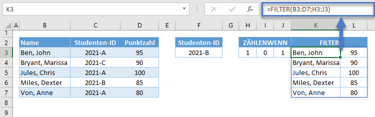 xverweis mehrere spalten zurueckgeben filter