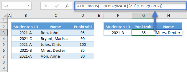 xverweis mehrere spalten zurueckgeben wahl funktion