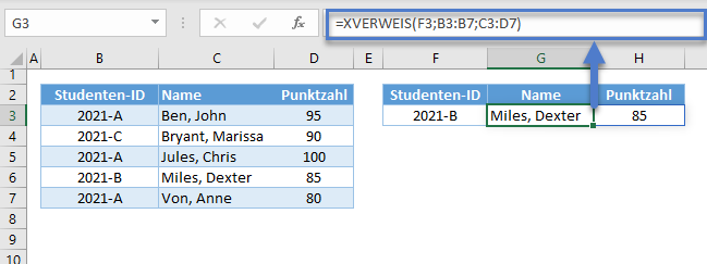 xverweis mehrere spalten zurueckgeben