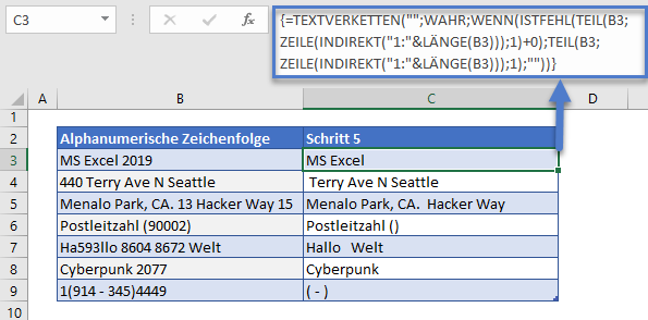 zahlen aus text entfernen textverketten hauptformel