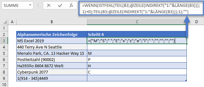 zahlen aus text entfernen wenn istfehl teil zeile indirekt länge funktion