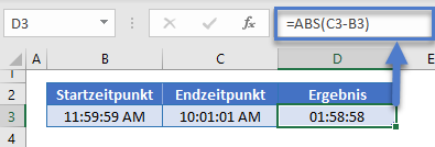 zeitdifferenzen berechnen abs funktion