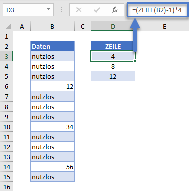 zellenbezug inkrementieren zeile funktion