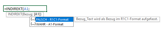 zellenwert in formel indirekt funktion r1c1 a1 stil