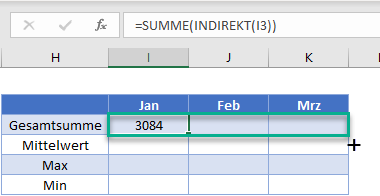 zellenwert in formel summe indirekt funktion bereichsnamen kopieren